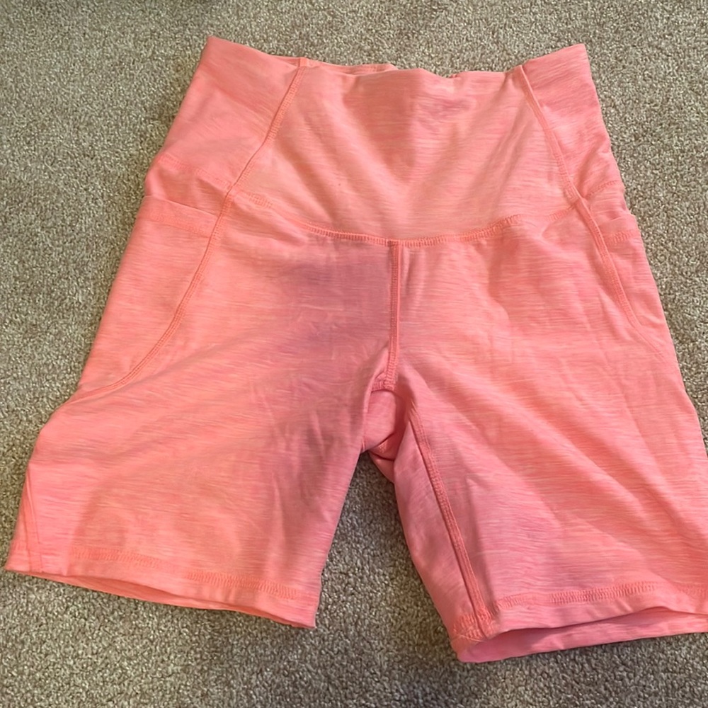 neon orange biker shorts